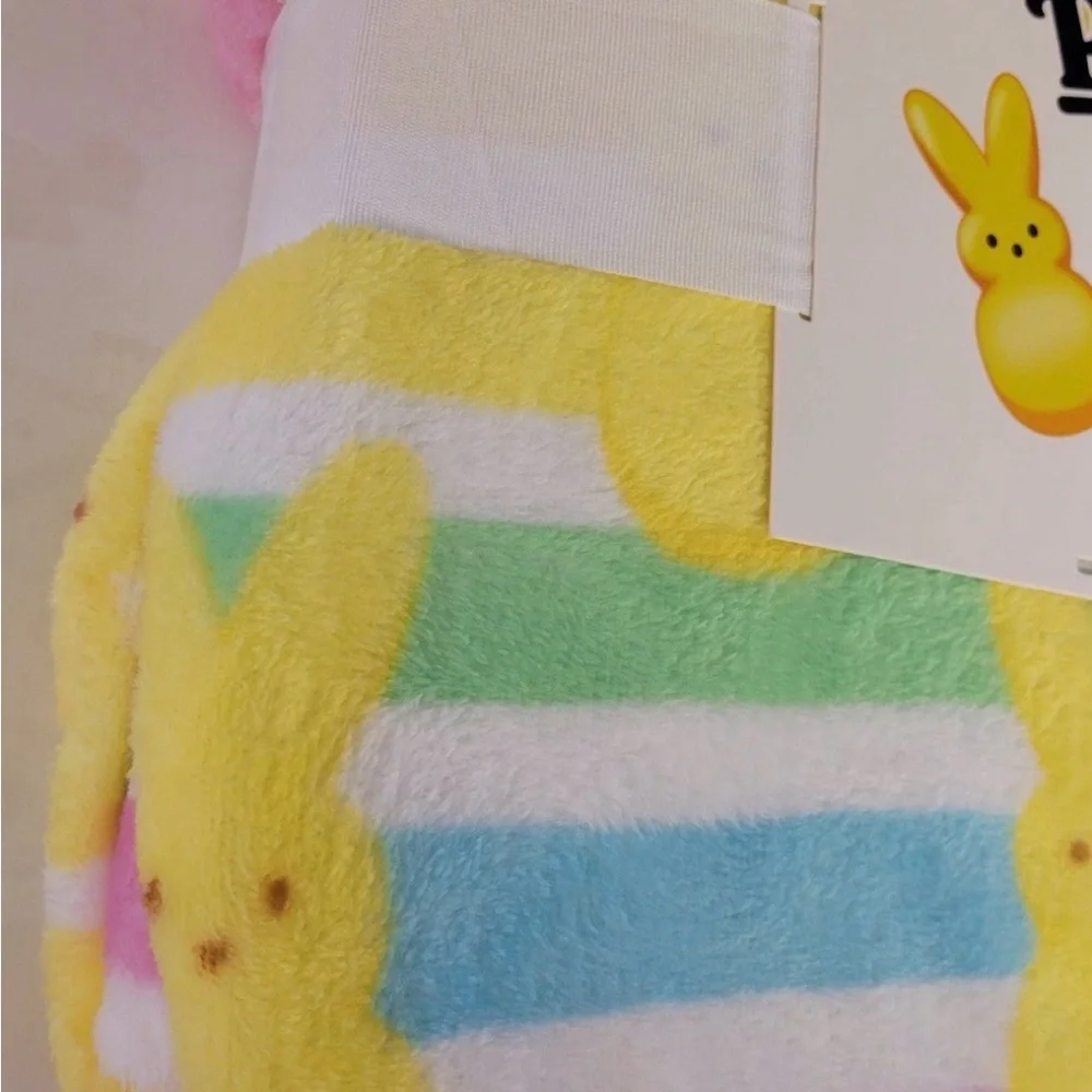 Peeps Plush Throw Blanket - Pastel Stripe & Bunny Print